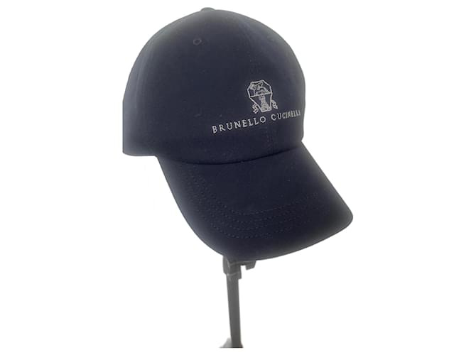 Brunello Cucinelli Cappellino da baseball con ricamo Blu scuro