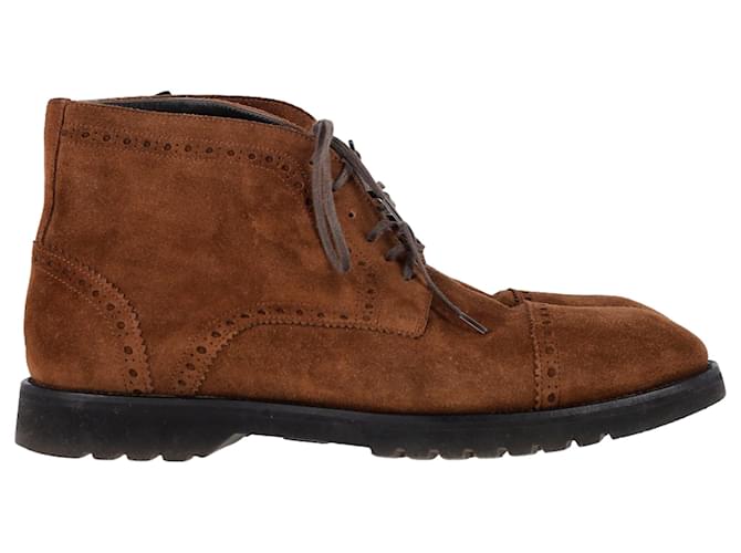 Stivali stringati Kensington di Tom Ford in suede marrone