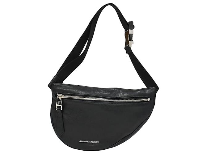 Borsa a cintura con logo Alexander McQueen in pelle nera Nero