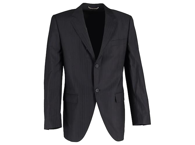 Blazer a righe a un bottone in lana nera Dolce & Gabbana Nero