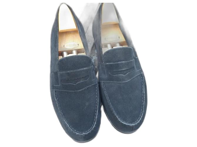 mocassino jm weston in suede nero indossato una volta 7/5F 42,5 largo