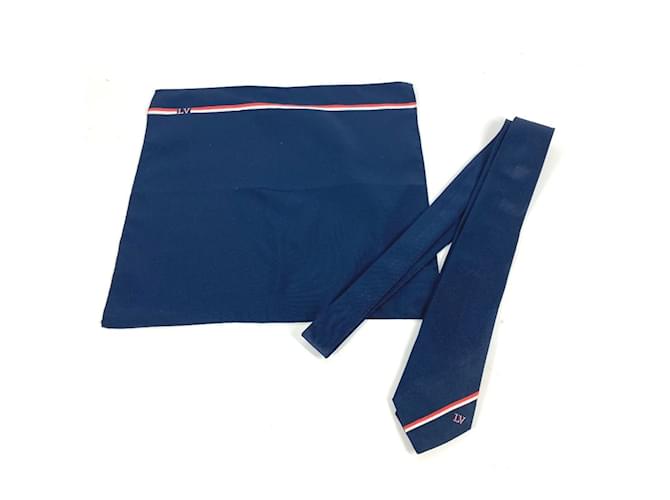 Set di cravatte in seta e cotone blu navy Louis Vuitton