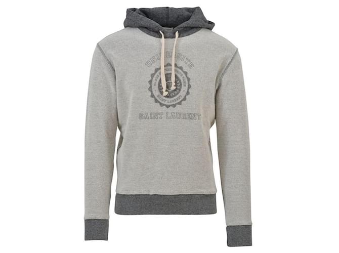 Saint Laurent SL Reverse Università Felpa con Cappuccio Grigio Grigio antracite