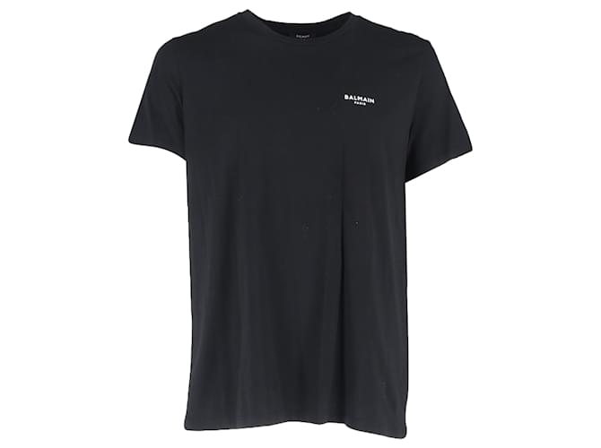 T-shirt a maniche corte in cotone nero Flocked di Balmain Paris