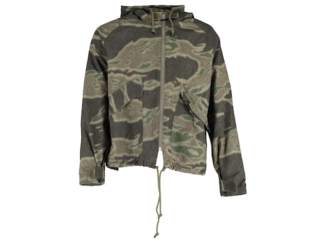 Giacca Anorak Stampata Camo Yeezy Stagione 3 in Cotone Verde