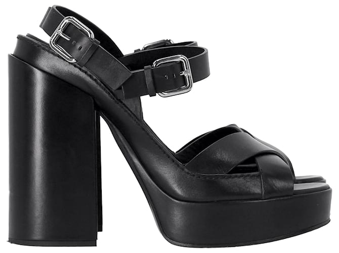 Sandali con plateau e cinturino alla caviglia Jil Sander in pelle nera Nero