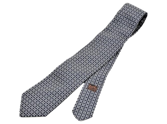 Silk In Hermès Cravatta in seta grigia Hermes Marrone