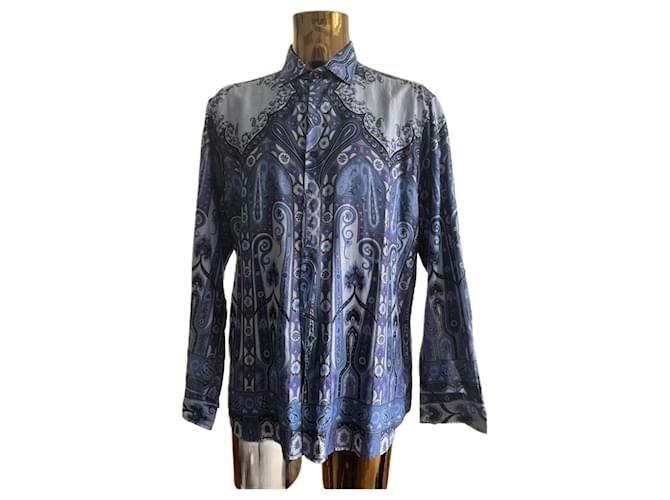 Camicia ETRO con design floreale Paisley Blu
