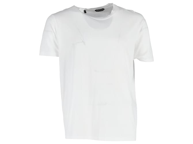 T-shirt in jersey slim-fit Tom Ford in cotone bianco Crudo