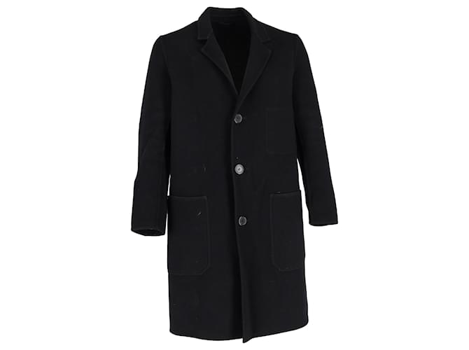 Cappotto a un petto AMI Paris in lana nera Nero