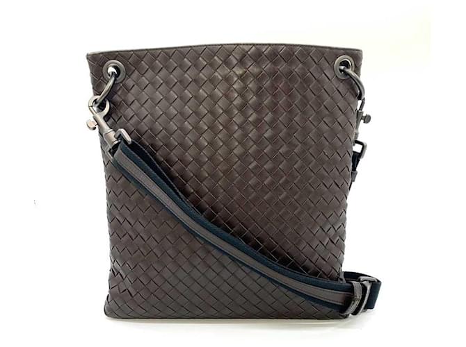 Borsa a tracolla in pelle Intrecciato Bottega Veneta marrone