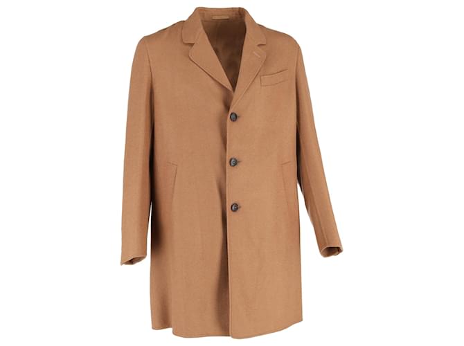 Loro Piana Cappotto Caruso a un petto in lana marrone Rosso