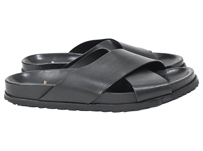 Sandali piatti Jimmy Saint Laurent in pelle nera Nero