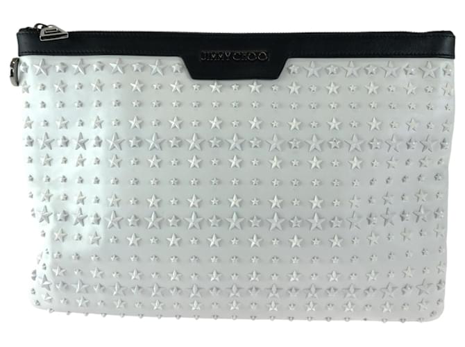Borsa a mano con borchie a stella Jimmy Choo Derek Nero Bianco