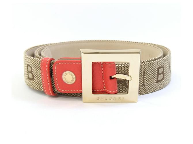 Bulgari Cintura in tela e pelle beige Bvlgari