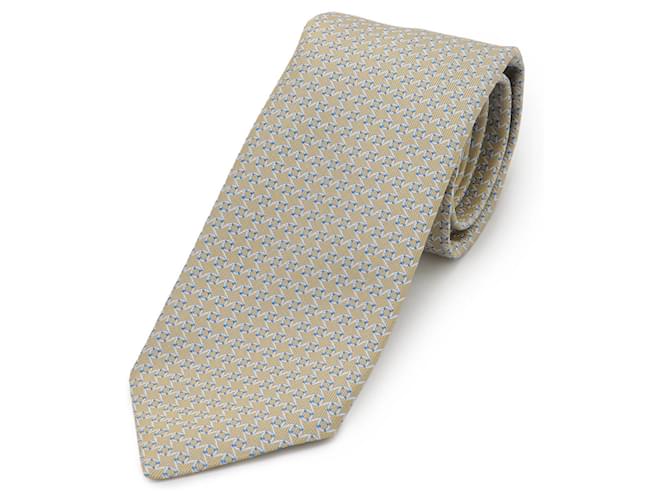 Cravatta in seta Hermès in beige e blu
