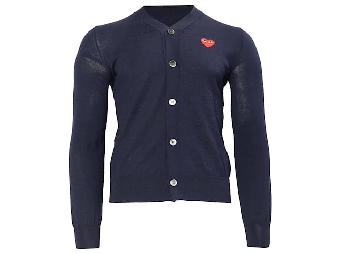 Comme Des Garcons Cardigan Mini Heart Comme Des Garçons in cotone blu navy
