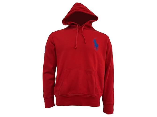 Hoodie in cotone rosso con logo Polo Ralph Lauren