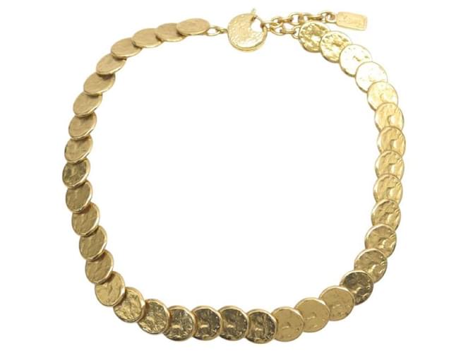 COLLANA VINTAGE YVES SAINT LAURENT CHOKER MEDAGLIONI 43-48 CM METALLO D'oro