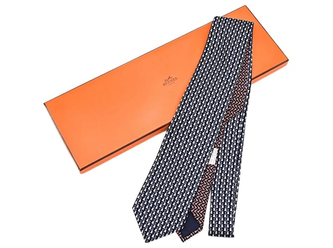Silk In Hermès Cravatta in seta blu navy Hermes