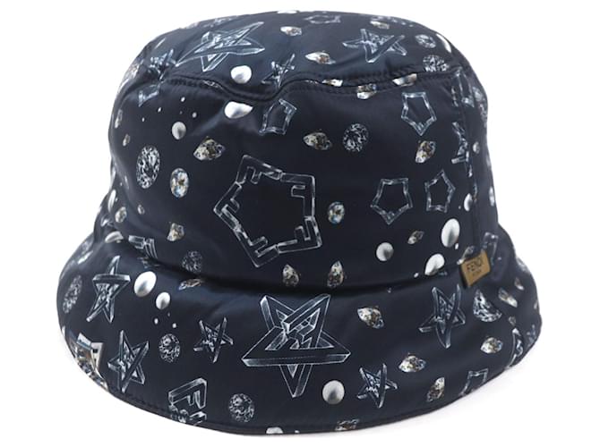 Cappello bucket reversibile in nylon con logo FF di Fendi Blu
