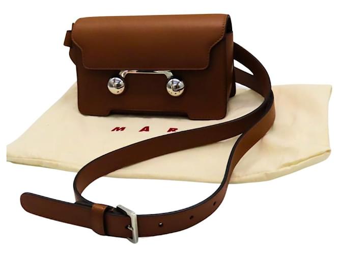 Borsa 2 in 1 in pelle di vitello Trunkaroo di Marni Marrone