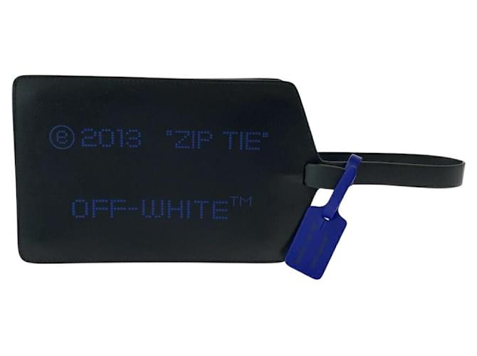 Off White Borsa clutch in pelle con etichetta Off-White Nero