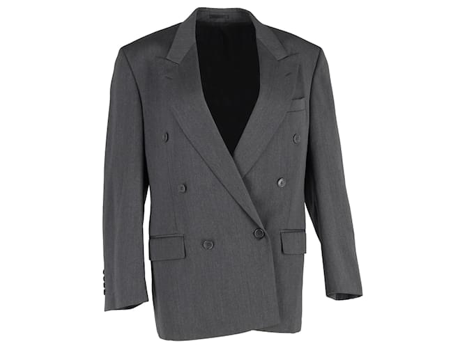 Blazer doppiopetto in lana grigia Saint Laurent Grigio