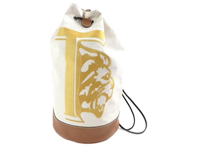 Borsa a spalla in tela e pelle Tod's beige Nero