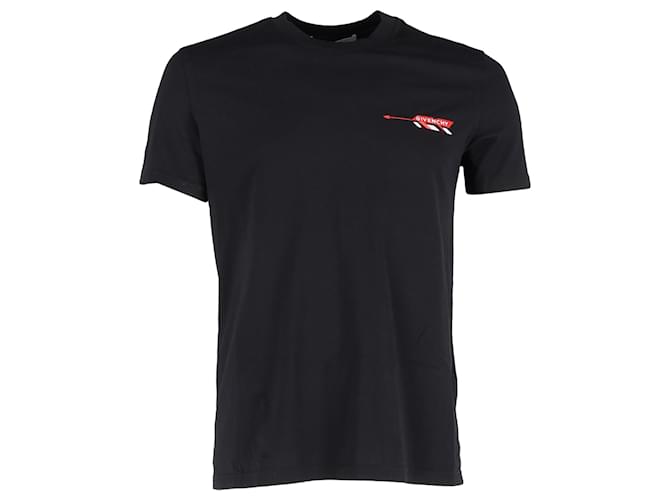 T-shirt in cotone nero con logo a freccia ricamato Givenchy