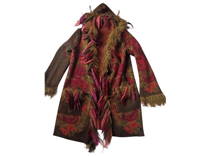 Roberto Cavalli Cappotti, Cappotti Multicolore Cachi