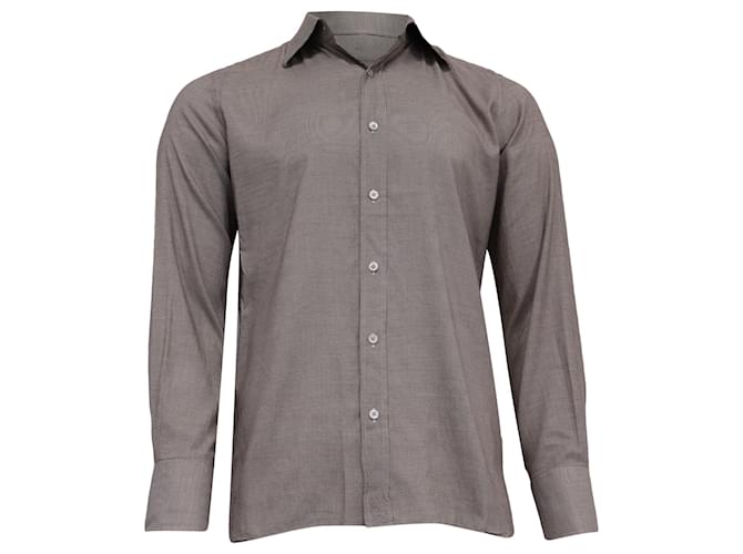 Camicia a maniche lunghe a fantasia Tom Ford in cotone marrone Rosso