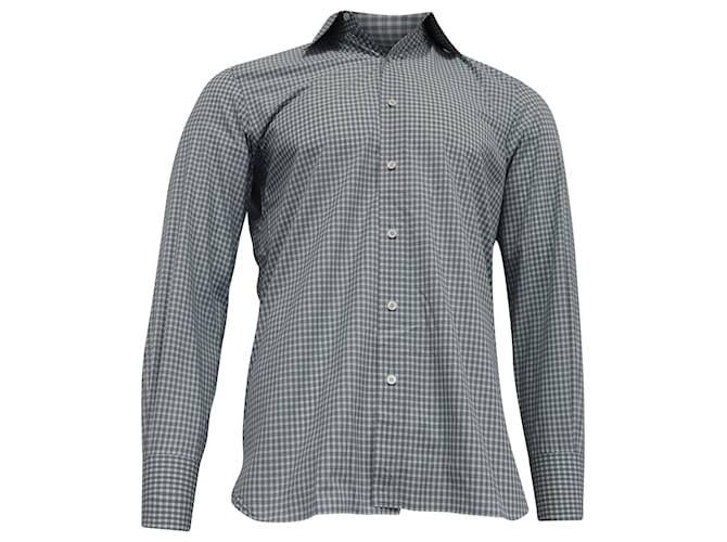 Camicia a quadri Tom Ford in cotone verde