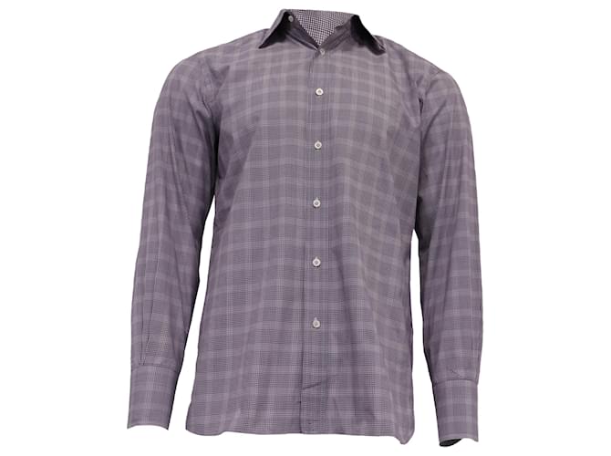 Camicia a quadri Tom Ford in cotone viola