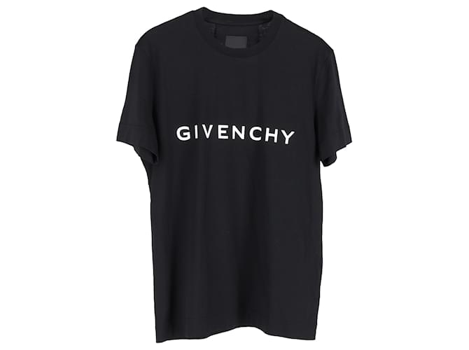 T-shirt in cotone nero con stampa logo Givenchy