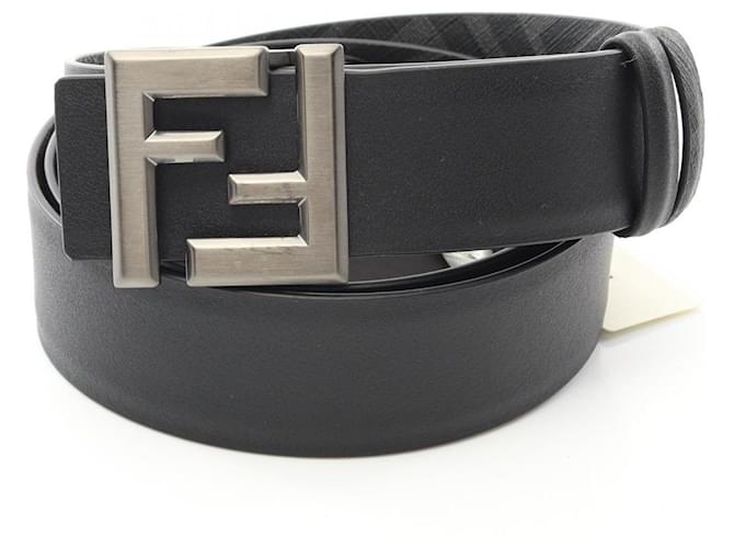 Cintura Fendi FF in nero e grigio Marrone