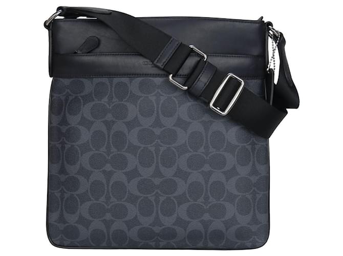 Borsa a Spalla in PVC Signature Coach Blu