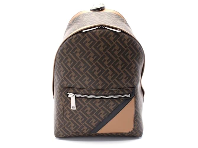 Zaino Fendi CHIODO DIAGONAL in PVC, tela e pelle Marrone