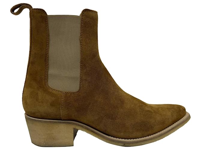 Stivali Chelsea a punta affilata Amiri in suede marrone Rosso