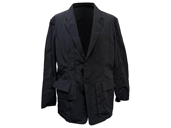 Y3 Blazer Y-3 a Un Bottone Stropicciato in Cotone Nero