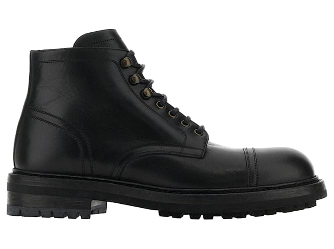 Stivali in pelle Dolce & Gabbana alla caviglia Nero