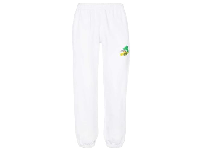 Off White Pantaloni da jogging in cotone con logo Off-White Bianco