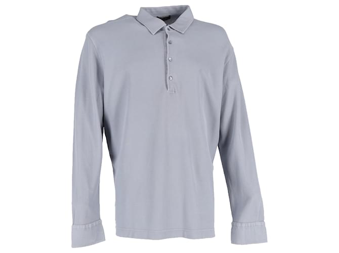 Polo a maniche lunghe Loro Piana in cotone grigio