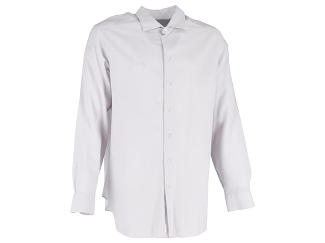 Camicia a maniche lunghe con motivo di Giorgio Armani in cotone bianco Crudo