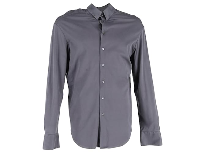 Camicia a maniche lunghe Giorgio Armani in cotone grigio
