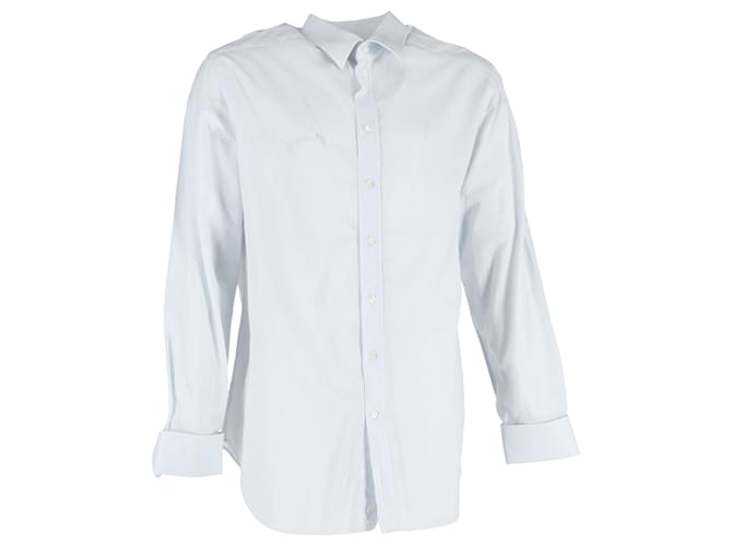 Camicia a maniche lunghe a micro righe Giorgio Armani in cotone azzurro Blu Blu chiaro