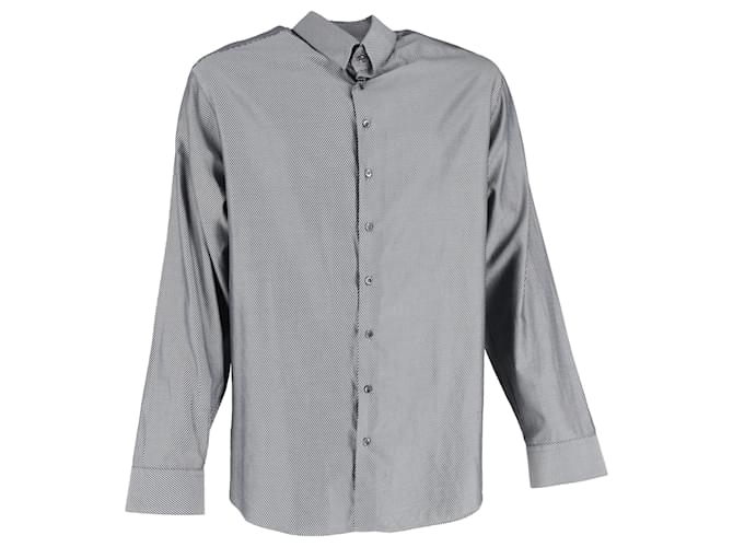 Camicia a maniche lunghe a righe diagonali Giorgio Armani in cotone grigio