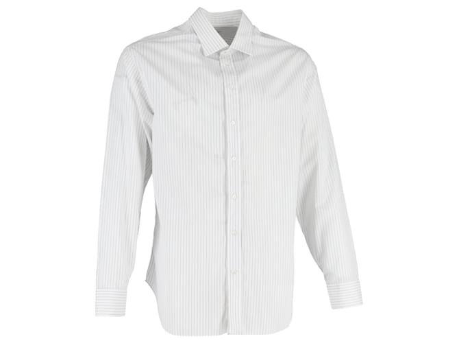 Camicia a righe a maniche lunghe Giorgio Armani in cotone bianco Crudo