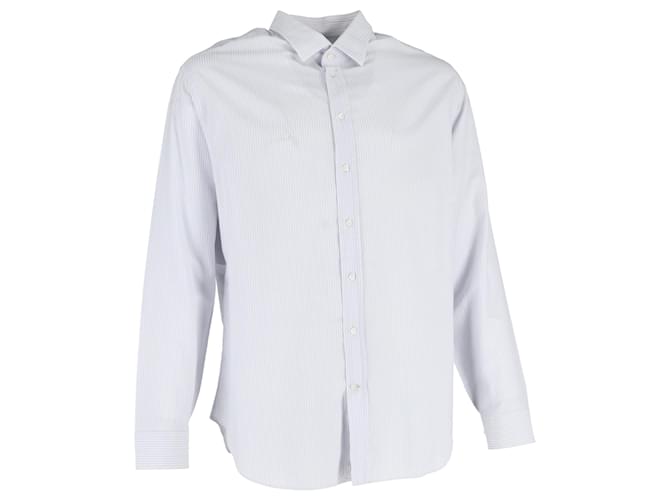 Camicia a righe a maniche lunghe Giorgio Armani in cotone bianco