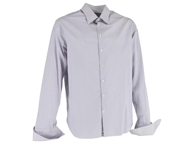 Camicia a righe a maniche lunghe Giorgio Armani in cotone grigio